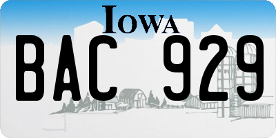 IA license plate BAC929