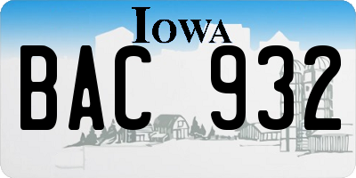 IA license plate BAC932