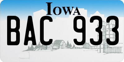 IA license plate BAC933