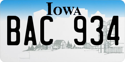 IA license plate BAC934
