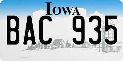 IA license plate BAC935