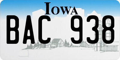 IA license plate BAC938