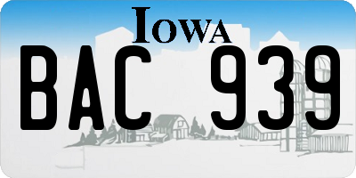 IA license plate BAC939