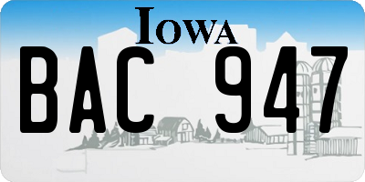 IA license plate BAC947