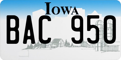 IA license plate BAC950