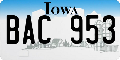 IA license plate BAC953