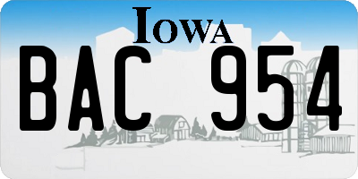IA license plate BAC954