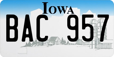 IA license plate BAC957