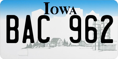 IA license plate BAC962