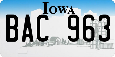 IA license plate BAC963
