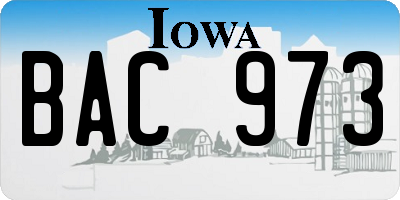 IA license plate BAC973