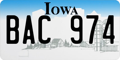 IA license plate BAC974
