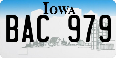 IA license plate BAC979