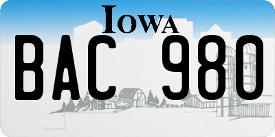 IA license plate BAC980
