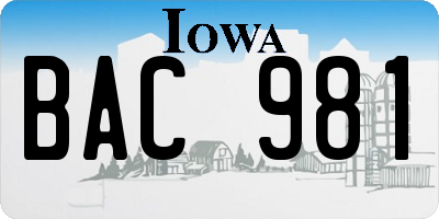 IA license plate BAC981