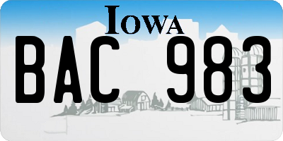 IA license plate BAC983