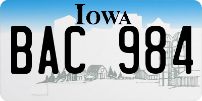IA license plate BAC984