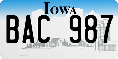 IA license plate BAC987