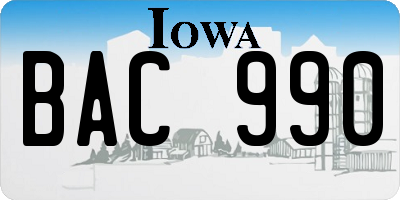 IA license plate BAC990