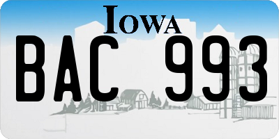 IA license plate BAC993