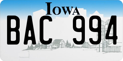 IA license plate BAC994