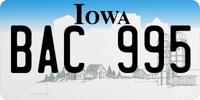IA license plate BAC995