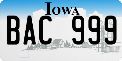 IA license plate BAC999