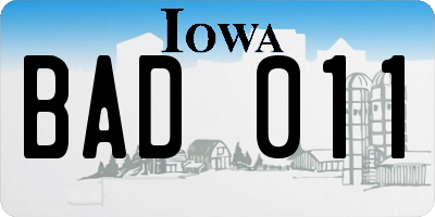 IA license plate BAD011
