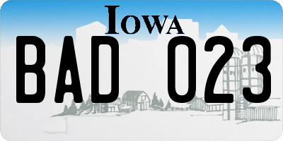 IA license plate BAD023