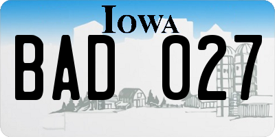 IA license plate BAD027
