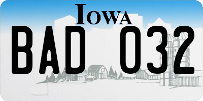 IA license plate BAD032