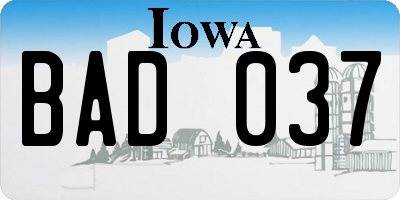 IA license plate BAD037