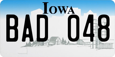 IA license plate BAD048