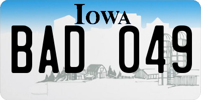 IA license plate BAD049