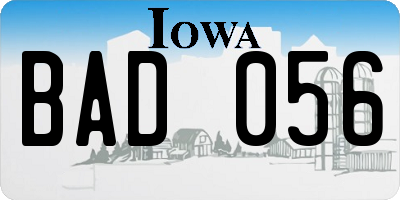 IA license plate BAD056