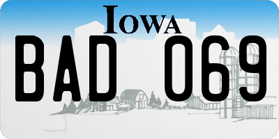 IA license plate BAD069