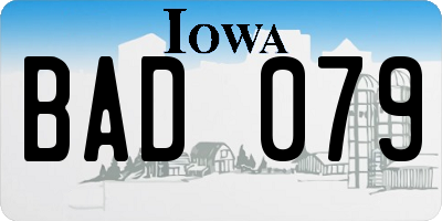 IA license plate BAD079