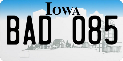 IA license plate BAD085
