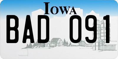 IA license plate BAD091
