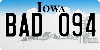 IA license plate BAD094