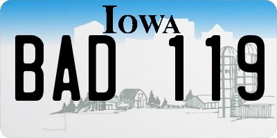 IA license plate BAD119