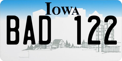 IA license plate BAD122