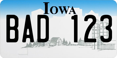 IA license plate BAD123