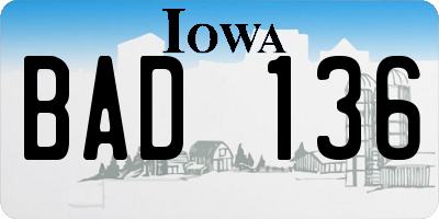 IA license plate BAD136