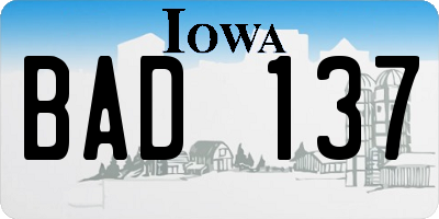 IA license plate BAD137