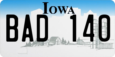 IA license plate BAD140