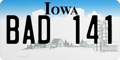IA license plate BAD141