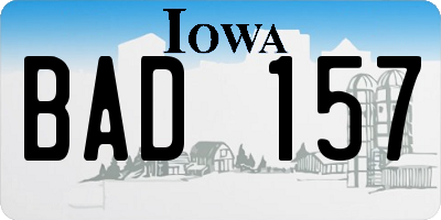 IA license plate BAD157