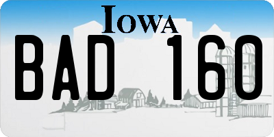 IA license plate BAD160