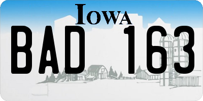 IA license plate BAD163